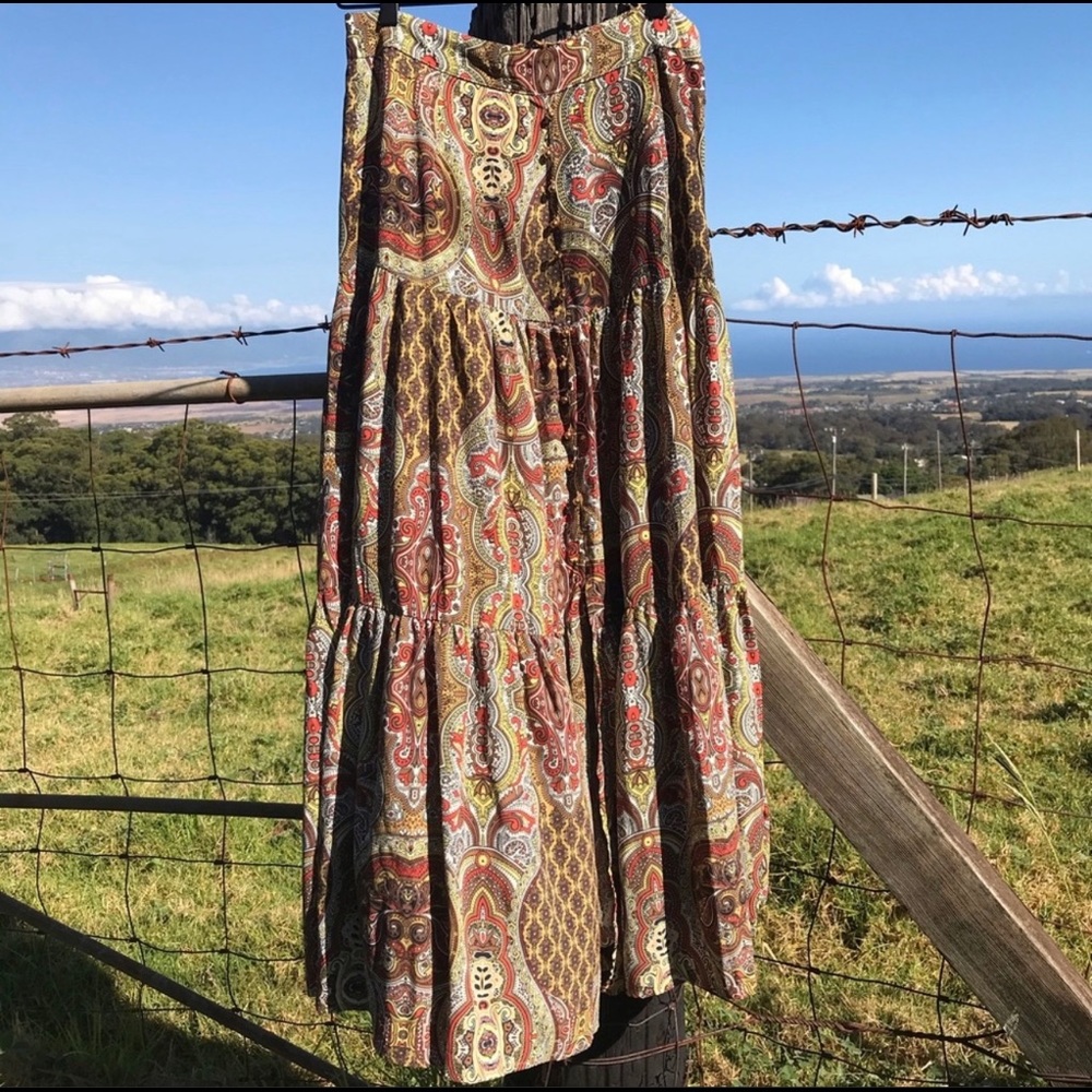 NWOT Boho High Waist Tiered Multicolored Maxi Skirt